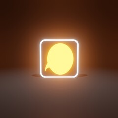3d render message icon abstract light background