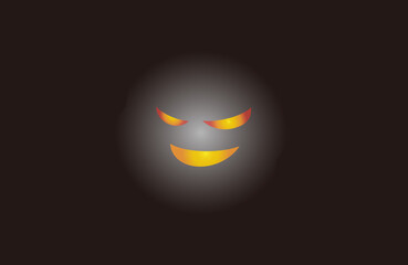 A ghost-like black ball with eyes and mouth. Dark background.