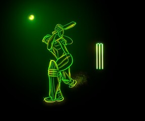 cricket player neon vector neon art
