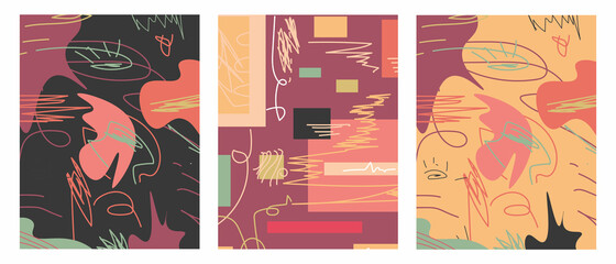 Vintage abstract poster design. Very good for print and paper. Book cover, illustration. Decorative set. Poster set. Abstract artwork. Painting. Acrylic and canvas. 