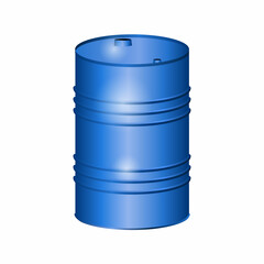 Blue metal barrel on a white background