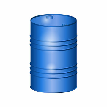Blue metal barrel on a white background