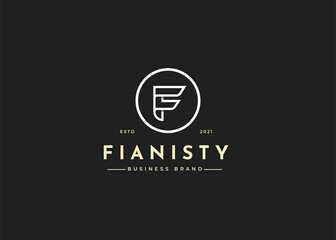 letter F logo design with circle shape