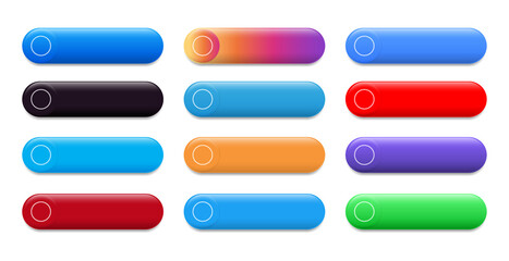Set of Volume Blank Color Buttons for web design, on white background, realistic vector illustration