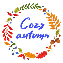 Cozy autumn. Frame made of autumn elements.