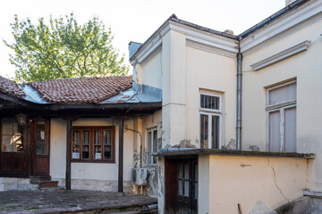 Building and street at the center of city of Ruse, Bulgaria