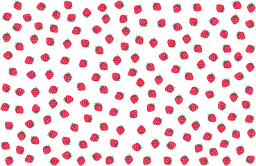 Random seamless pattern of strawberries. Transparent background. Vector illustration.