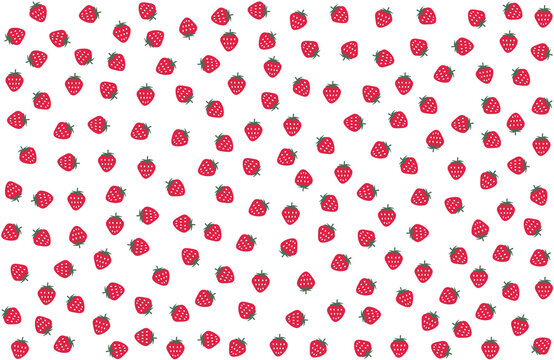 Random seamless pattern of strawberries. Transparent background. Vector illustration.