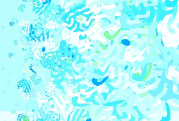 Light Blue, Green vector backdrop with memphis shapes.