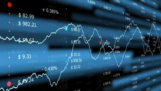 Modern business network charts on artistic lines pattern animation background.	