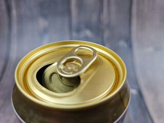 The Opened can of beer. Beer can in the close-up.