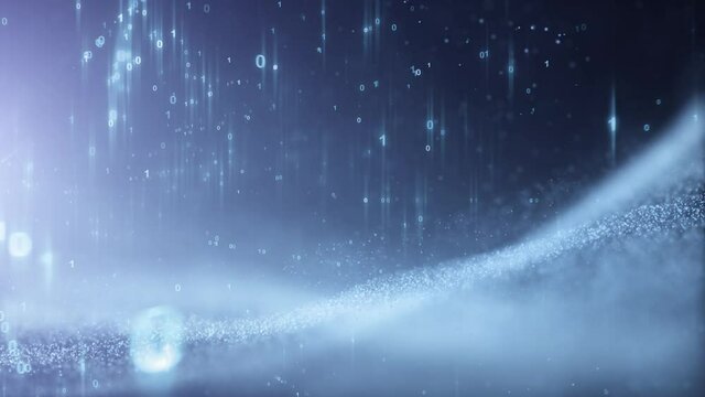 Abstract artificial cyberspace network with binary numbers copy space animation background.	