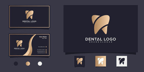 Modern dental care logo design with luxury gradient colour and business card design Premium Vecto