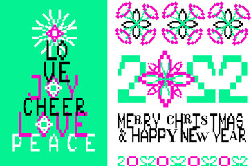 2022 Happy New Year Merry Christmas tree banner