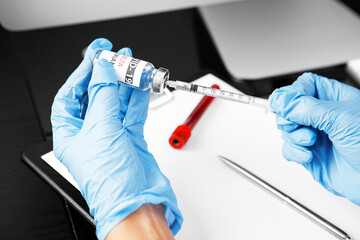 covid 19 delta Variant vaccine in hand. vaccination against coronavirus