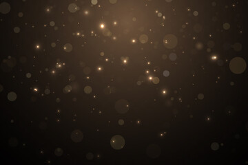 Light effect. Background of sparkling particles. Glittering elements on a transparent background.