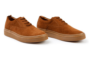 brown suede men's shoes isolated on white background