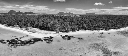 Panoramic aerial view of Ile Aux Cerfs in Mauritius