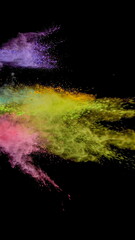 Explosion of colored dust. Abstract close the dust in the background. Colorful explosion