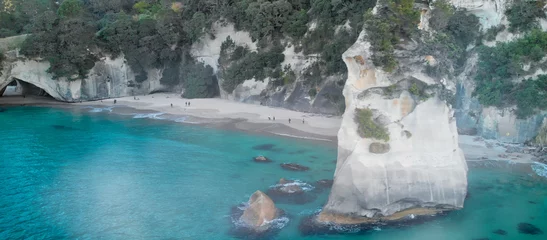 Fototapeten Aerial view of Cathedral Cove in New Zealand © jovannig
