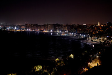Obraz premium Night view of Malaga city, Andalusia in Spain. 