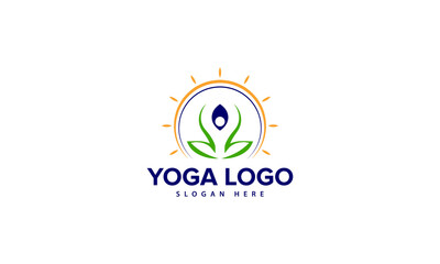 Abstract Yoga Sun Logo Vector Template