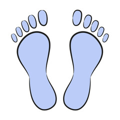 Fototapeta na wymiar blue icon footprints with black contour