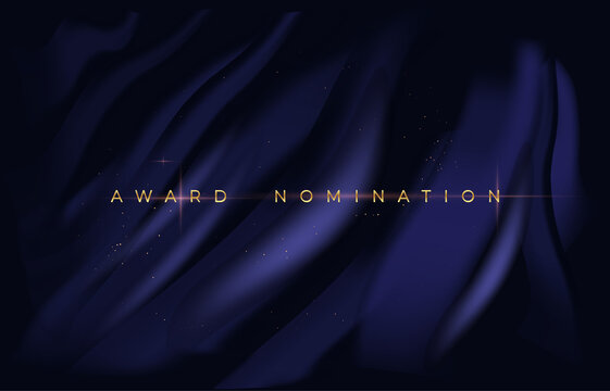 Elegant poster for awarding nominees. Dark canvas with blue strokes and shiny inscription. Template for social networks and printing. Cartoon flat vector illustration isolated on black background