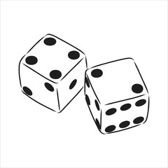 Sketch two dices game dice vector sketch