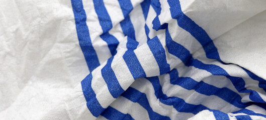 blue and white crumpled paper napkin background
