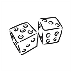 Sketch two dices game dice vector sketch