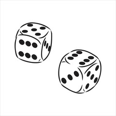 Sketch two dices game dice vector sketch