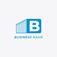 design creative logo container and letter B