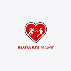 design logo creative running combine heart