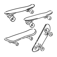 Skateboarding vector illustration. Hand sketched skateboards skateboard vector © Elala 9161