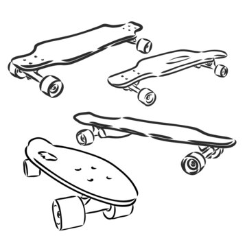 Skateboarding vector illustration. Hand sketched skateboards skateboard vector