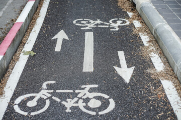 lane for bicycle for transportaton and sport in the city for health traffic, safety outdoor