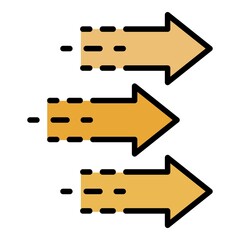 Obraz premium Three arrows icon. Outline three arrows vector icon color flat isolated