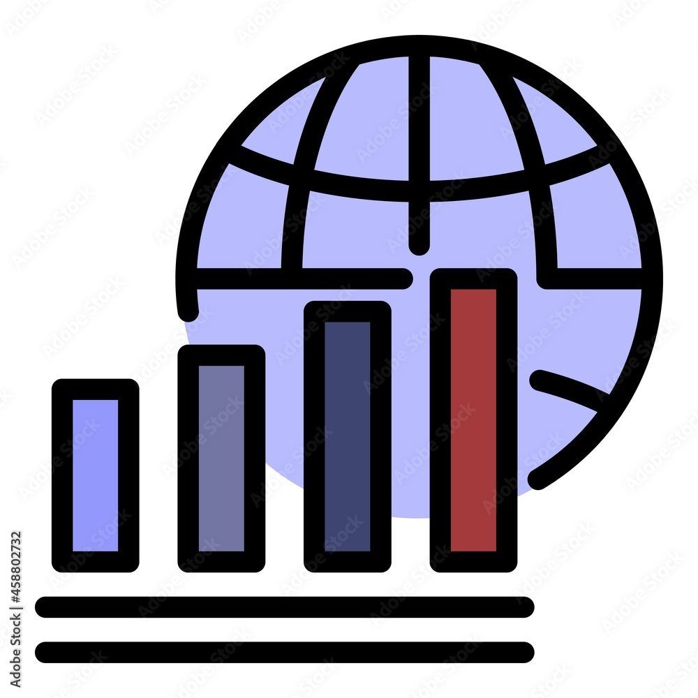 Poster globe and mobile network icon. outline globe and mobile network vector icon color flat isolated