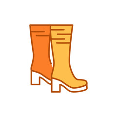 High heel boots color line icon. Pictogram for web page, mobile app, promo.