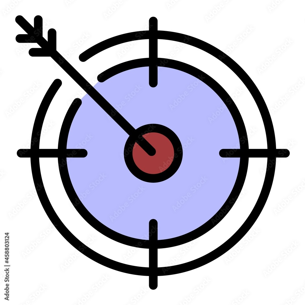 Poster arrow in target icon. outline arrow in target vector icon color flat isolated