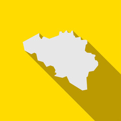 Map of Belgium on yellow Background with long shadow