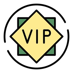 VIP sign icon. Outline VIP sign vector icon color flat isolated