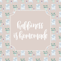 Hand drawn vector lettering with flowers and vintage objects, patterns and frames.