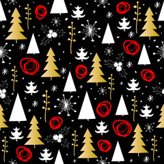 christmas trees wallpaper background, seamless pattern, vector eps10