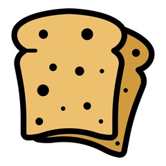 Rye bread icon. Outline rye bread vector icon color flat isolated