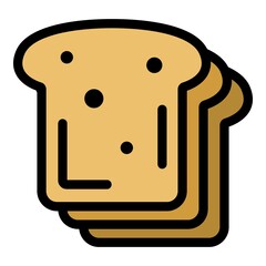 Sliced bread icon. Outline sliced bread vector icon color flat isolated