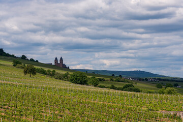 Fototapeta na wymiar Panoramic view of the St. Hildegard Abbey near Ruedesheim am Rhein in Germany.
