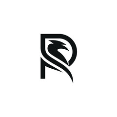 Early Letter R PR Vector Eagle Logo Design, Phoenix, with Abstract Bird logotype concept icon