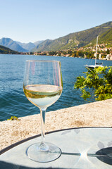 White wine with a view of Lake Como